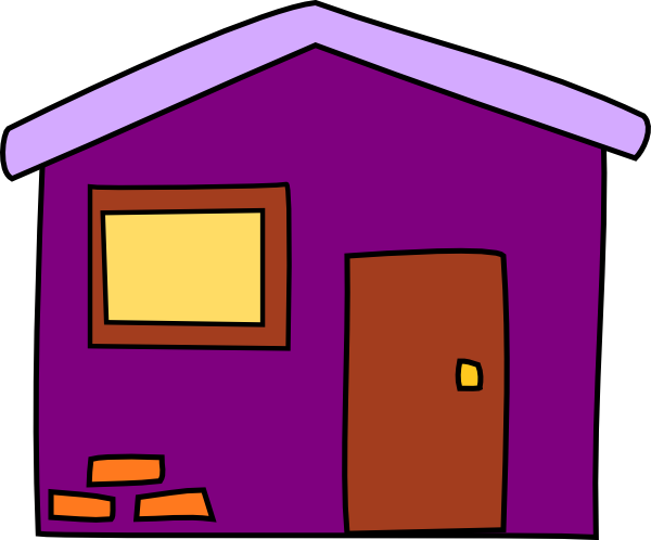 Purple House Clip Art - Transparent Background House Clipart (600x498)