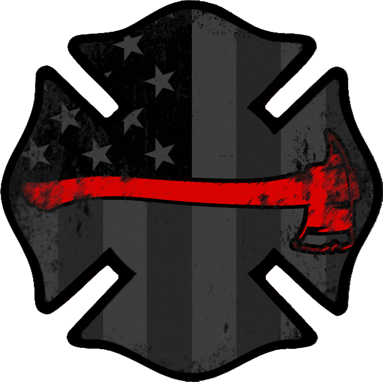 American Axe Subdued Firefighter Decal - Fire Maltese Cross (1368x1368)