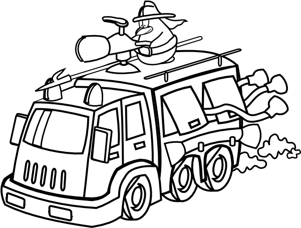 Firefighter - Black - And - White - Fire Station Clip Art (600x578)