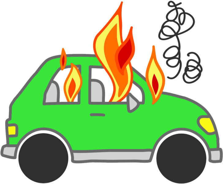 Fire Clipart Transparent - Car On Fire Cartoon (800x642)