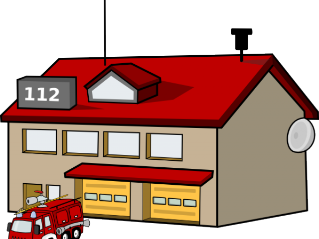 Fire Department Clipart - Fire Station Line Art (640x480)