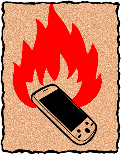 Phone On Fire Cartoon (474x596)