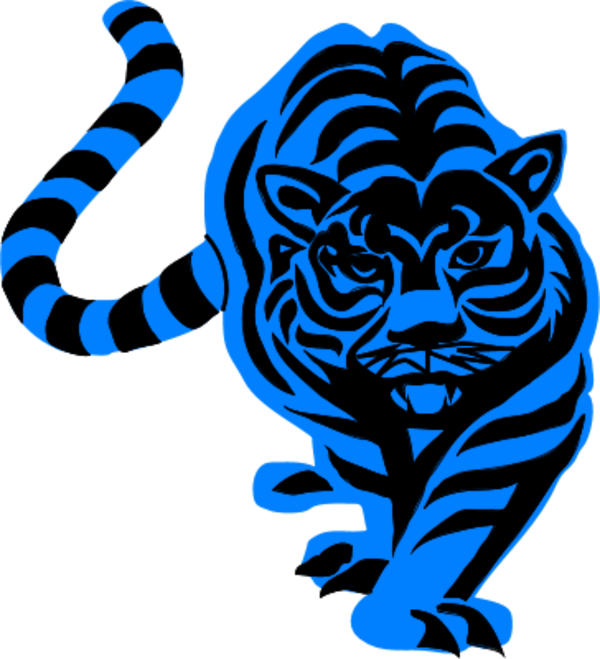 Tiger Clipart Blue - Go Get Em Note Cards (600x659)