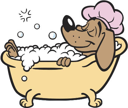 Dog Bath Clipart - Dog Taking A Bath (600x400)