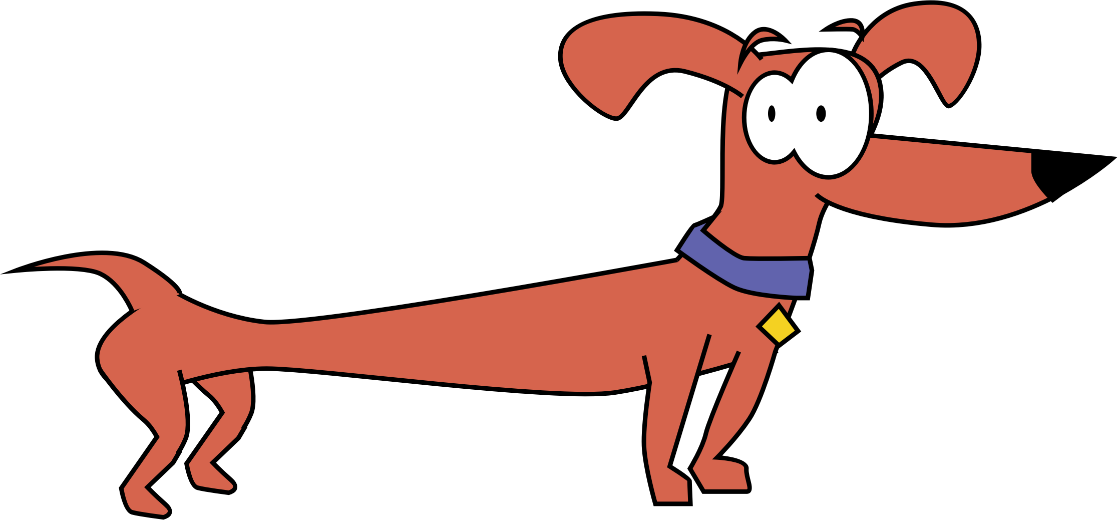 Clipart - Wiener Dog Clipart (2233x1038)
