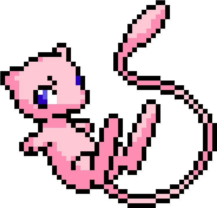 Pixel Pokemon Sprites By Clipart - Pixel Art Pokemon Mew (841x763)