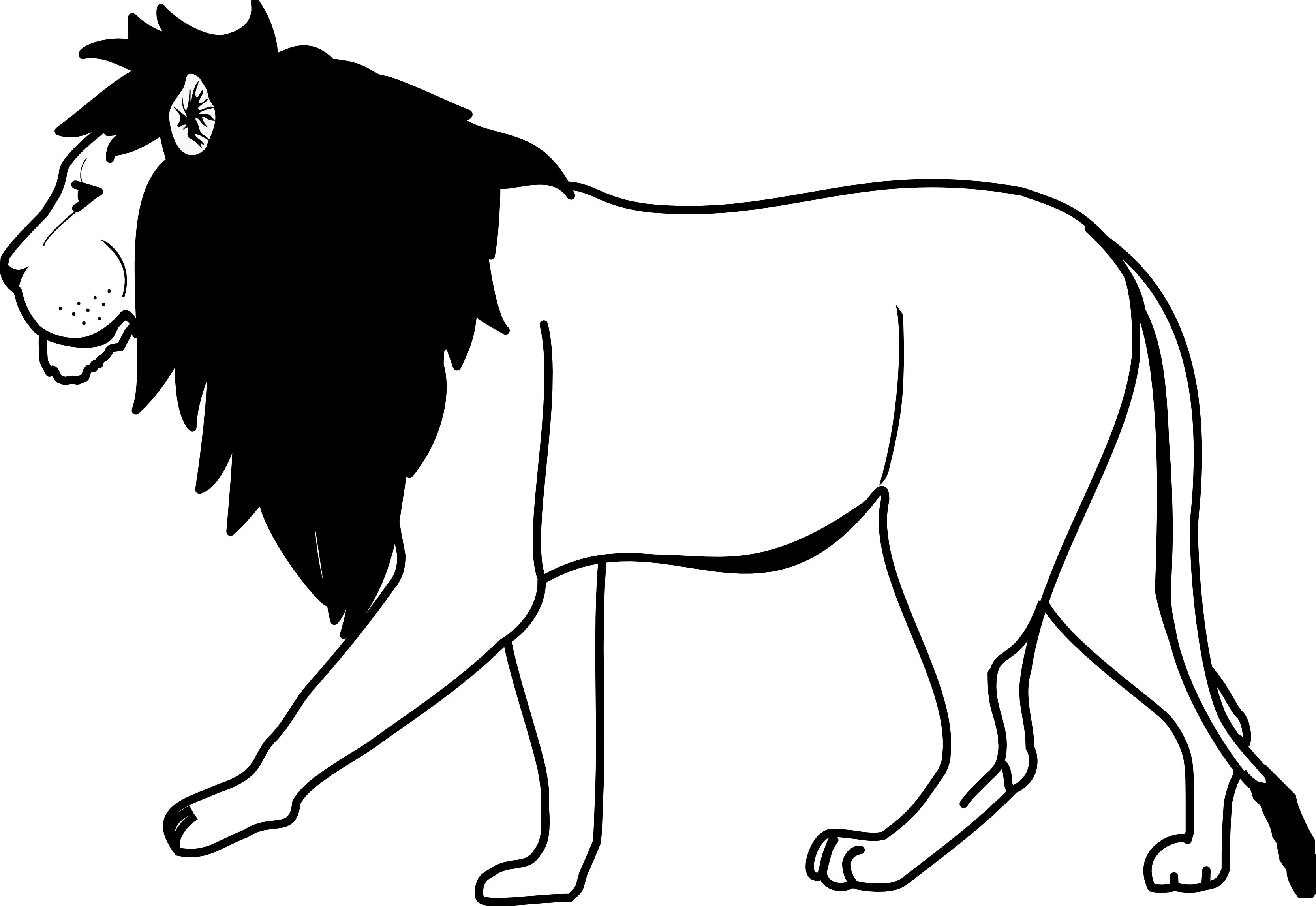 Lion Clipart - Lion In Black And White (3333x2294)