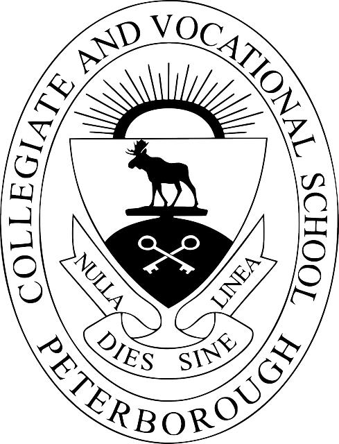 School, Education, Sun, Deer, Shield, Keys, Crest - Peterborough Collegiate And Vocational School (489x640)
