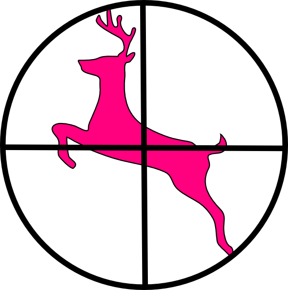Deer In Scope Clip Art - Telescopic Sight (594x599)