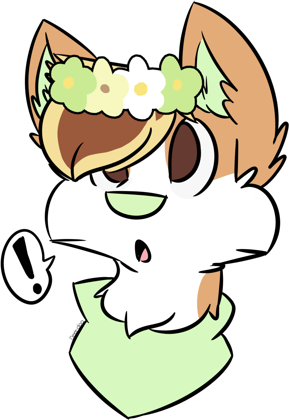 Spazzy Flowercrown Commission By Deer Dog - Cartoon Deer With Flower Crown (1024x1398)