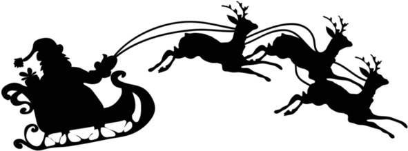 Candy Cane Clipart 2 - Santa And Reindeer Silhouette Png (600x241)