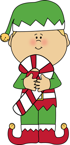 Christmas Elf With A Candy Cane Clip Art Boy Christmas - Christmas Elf Clip Art (243x500)