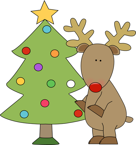 Reindeer Cliparts - Reindeer And Christmas Tree (470x500)