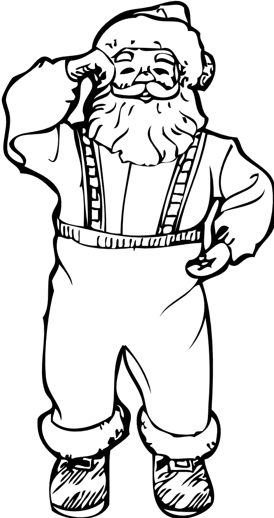 Net Clip Art Dancing Santa Black White Colouring - Santa Clip Art (555x1050)