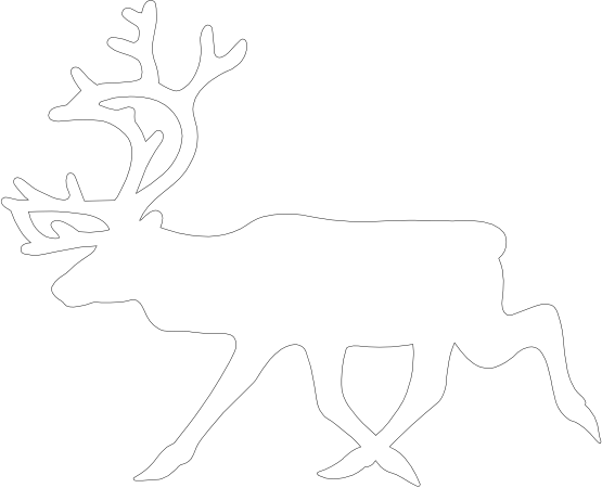 Warning Reindeer Roadsign Black White Line Animal Grumbones - Black And White Reindeer (555x450)