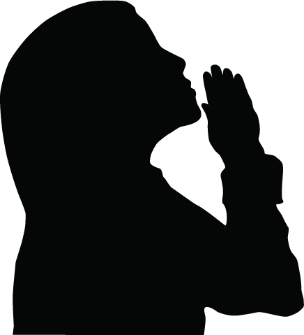 Praying Silhouette Png Girl Praying Clip Art Vector - Woman Praying Clipart (436x479)