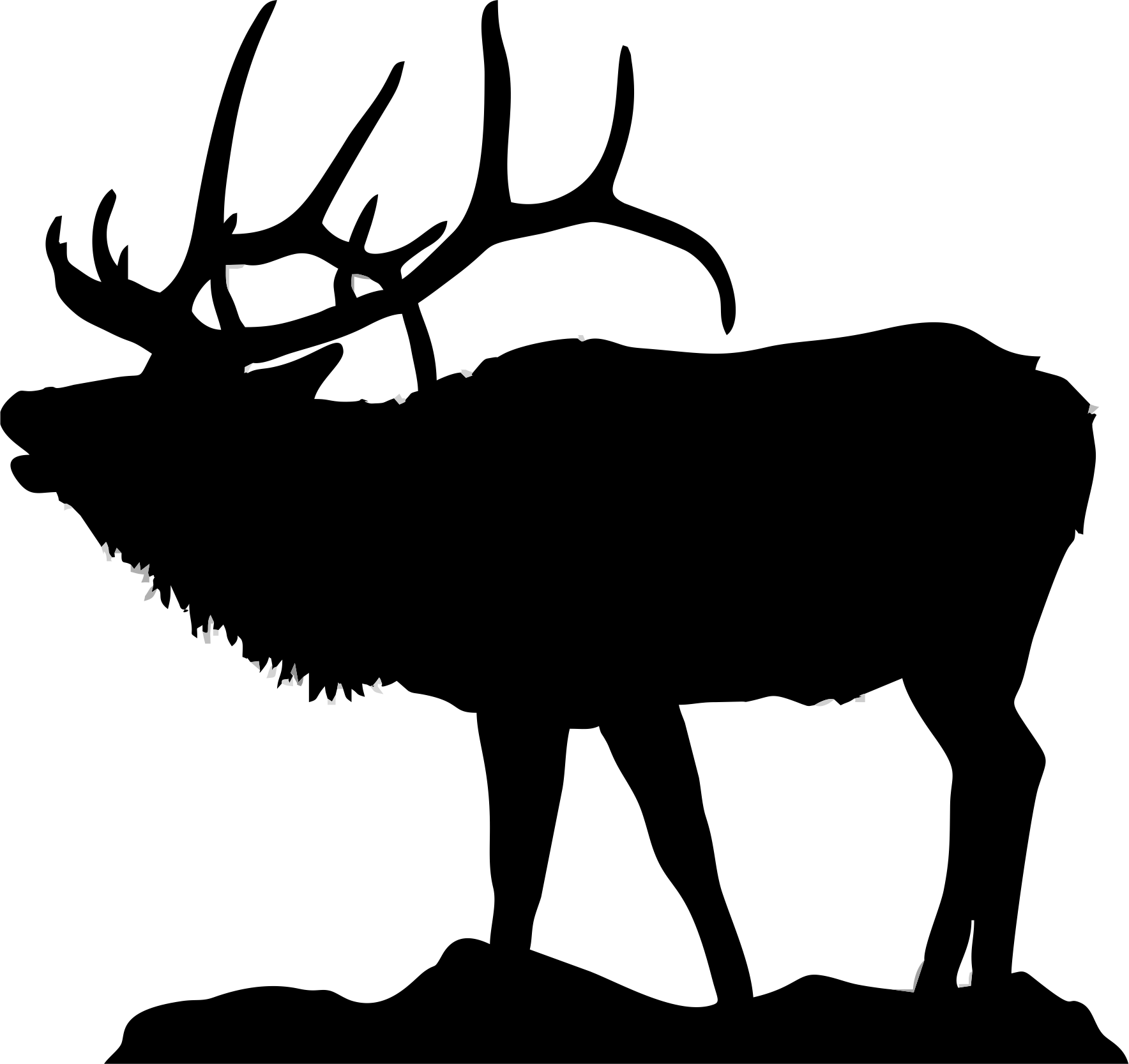 Elk Clipart Elk Silhouette 8 Png - Silhouette Of An Elk (1768x1667)