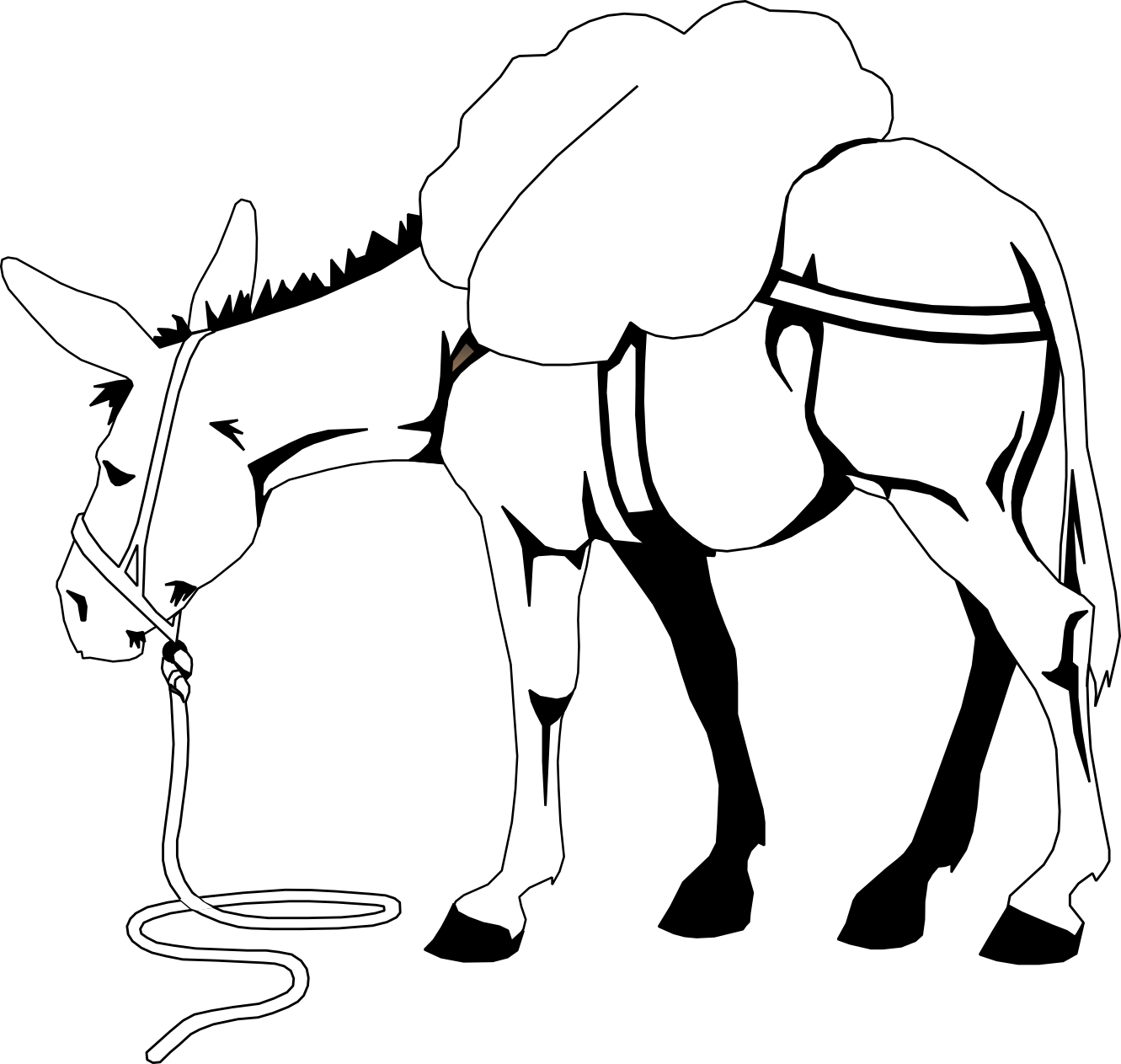 Black & White Clipart Donkey - Black And White Clipart Donkey (1331x1263)