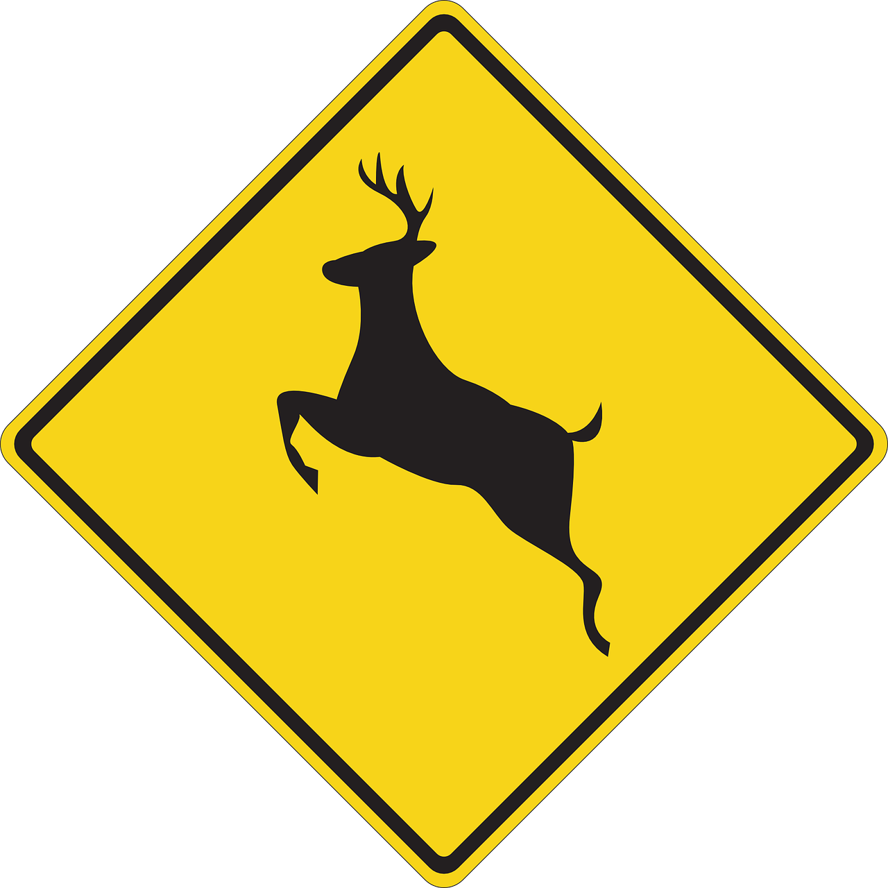 We Always Laughed, “there Aren't Any Deer Around Here - Sign For Winding Road (1280x1280)