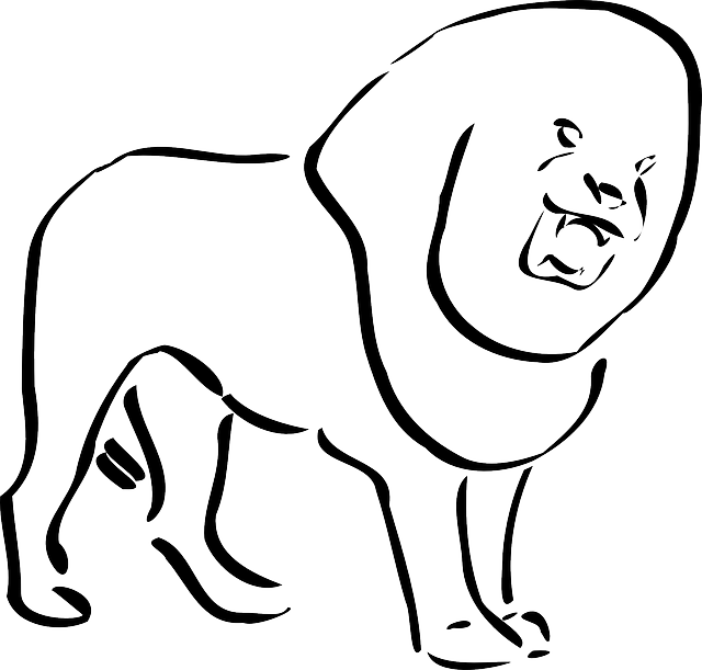 Simple, Outline, King, Lion, Art, Tail, Mane - Lion Clip Art (640x611)