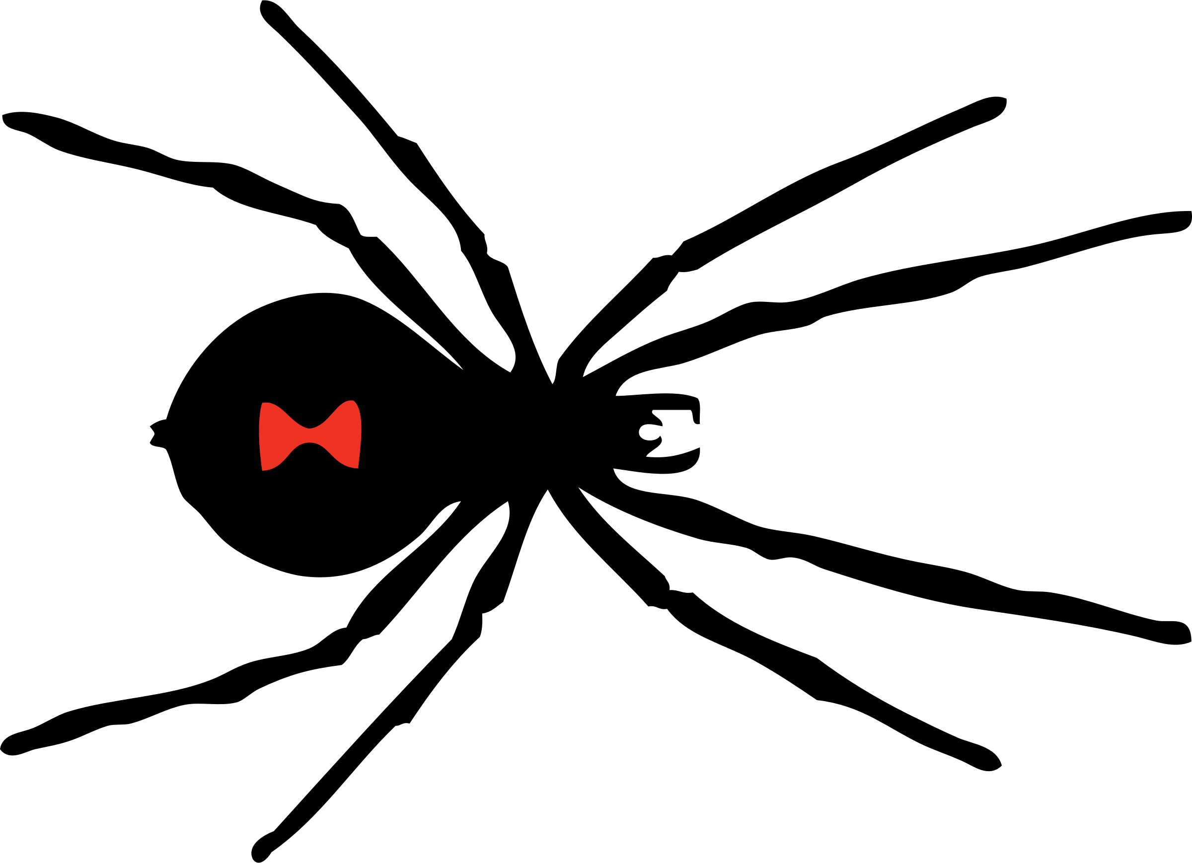 Spider Clip Art - Black Widow Red Spot (2400x1738)