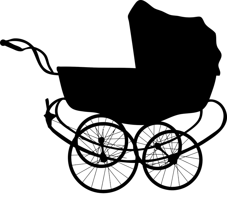 Blue Baby Carriage Clipart Silhouette - Baby Carriage Silhouette (799x720)