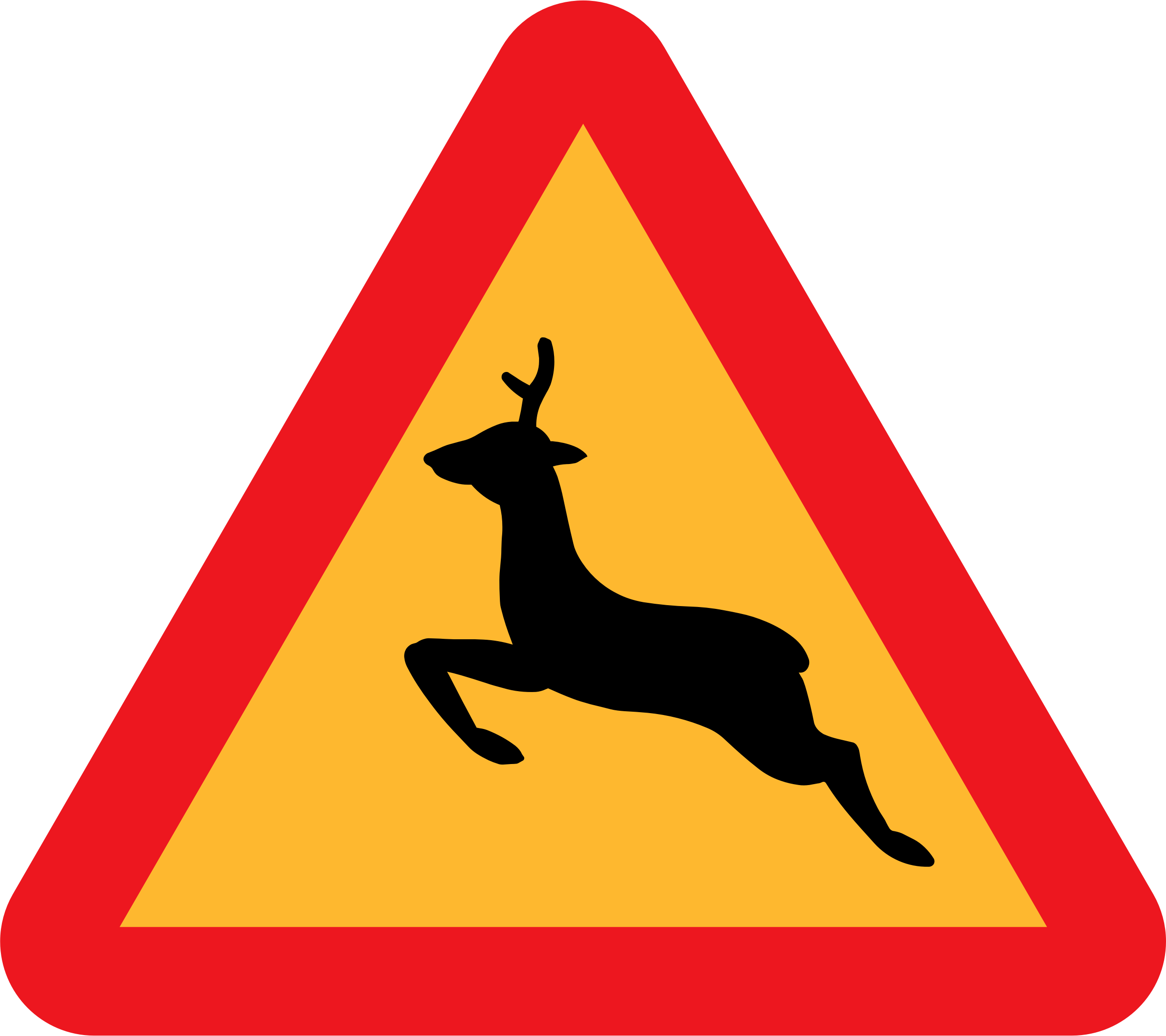 Ryanlerch Warning Deer Roadsign Bclipart - Deer Road Sign (2496x2217)