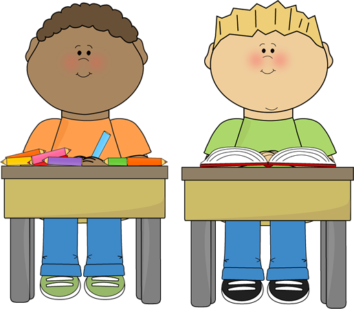Classroomclipart Com - Cartoon Boy Sitting At Desk (515x450)