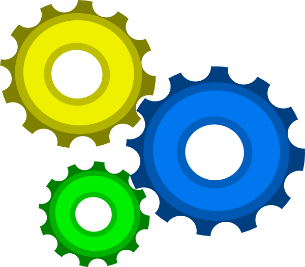 Three Gear Combo By Mark W P Clip Art At Clkerm Vector - 3 Gears Clipart (600x526)
