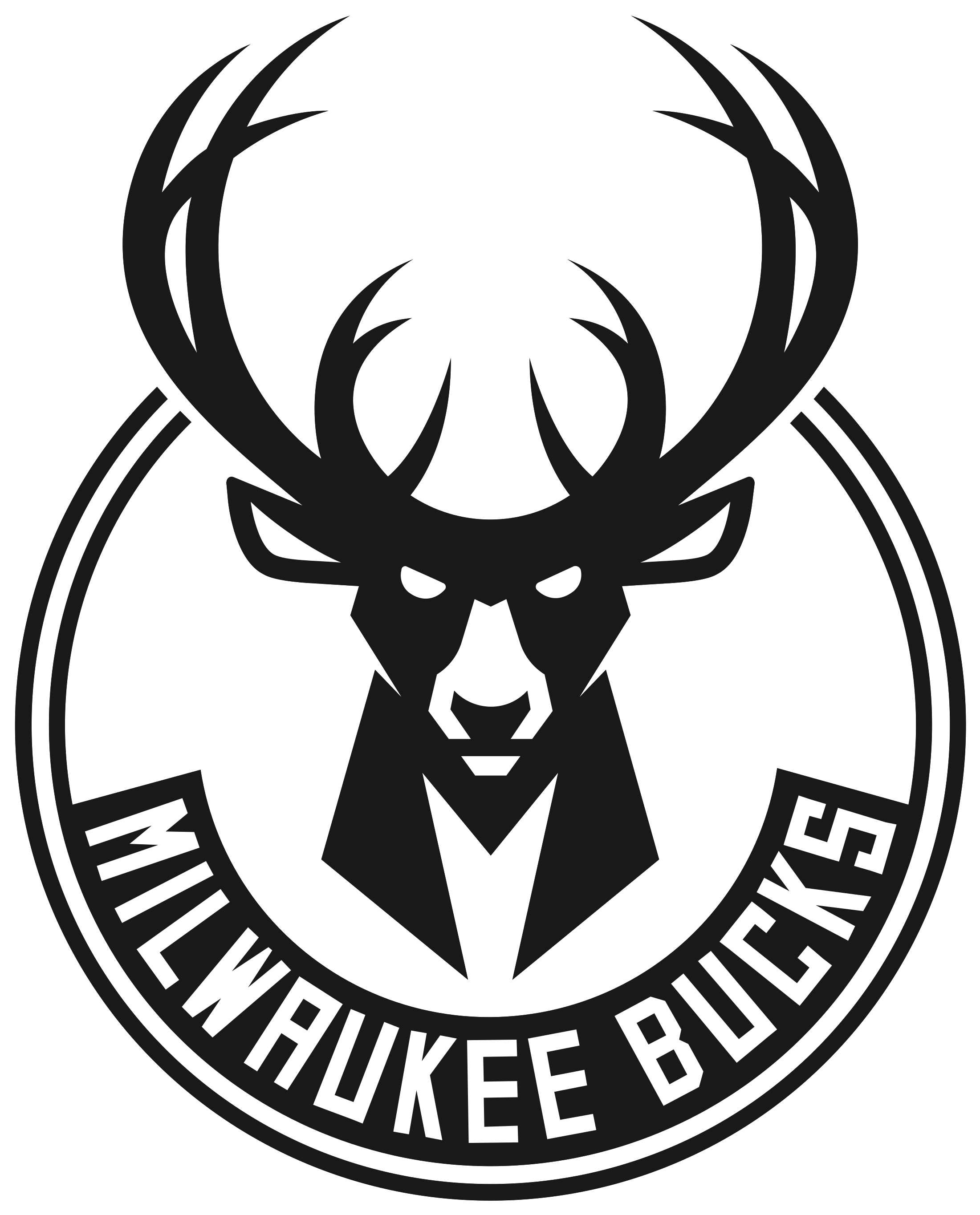 Milwaukee Bucks Logo Black And White - Milwaukee Bucks Logo 2018 (2400x3000)