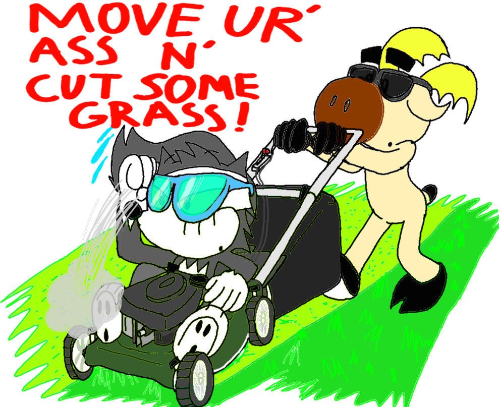 Hunter The Deer - Cutting Grass Cartoons (989x807)