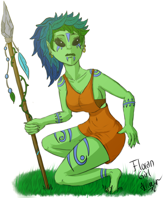 Floran Hunting Girl By Schinkn - Cartoon (894x894)