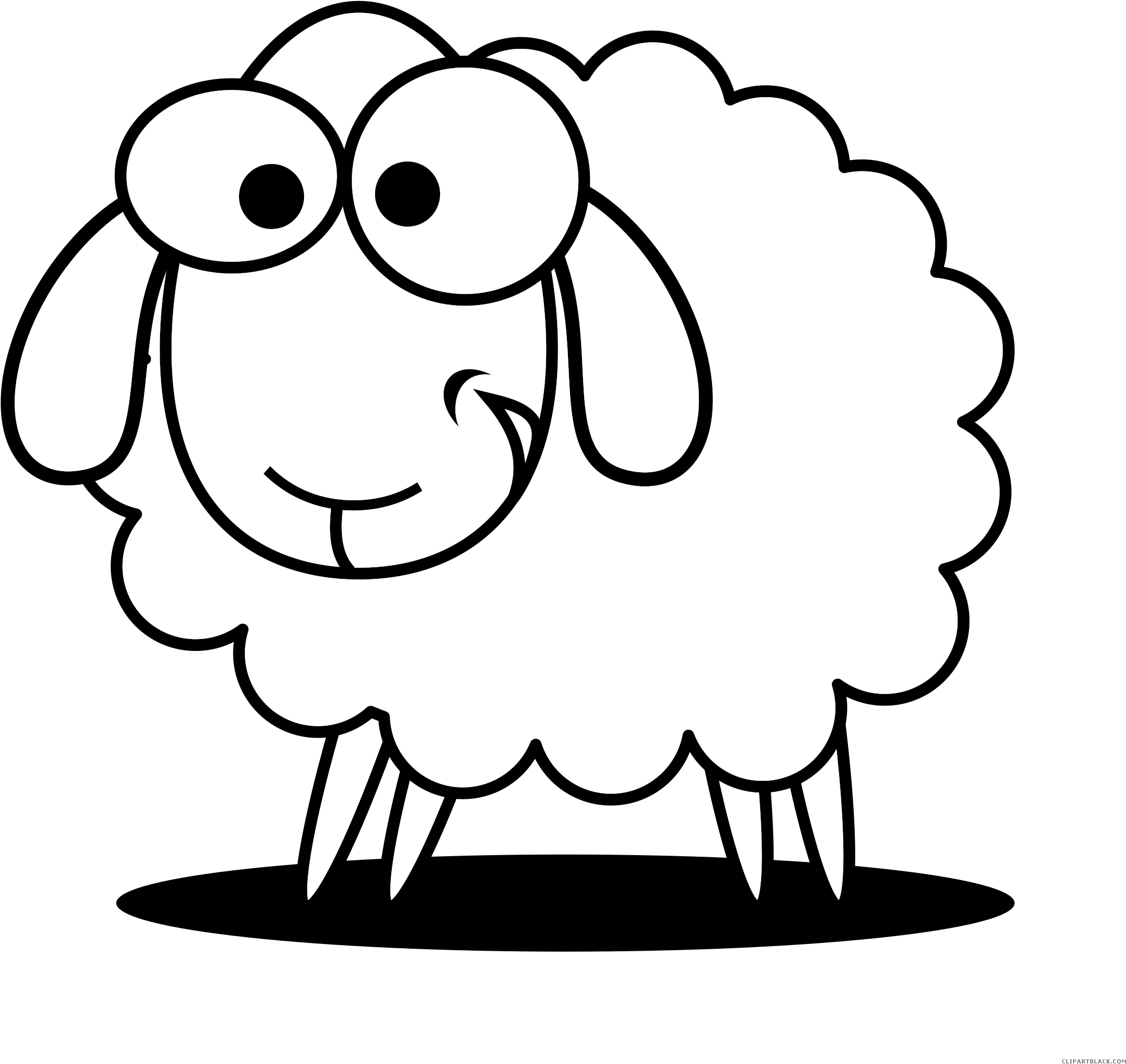 Sheep Outline Animal Free Black White Clipart Images - Sheep Black And White (2400x2385)