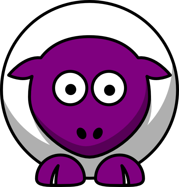 Sheep Clipart Purple - Cartoon Sheep Png (576x600)