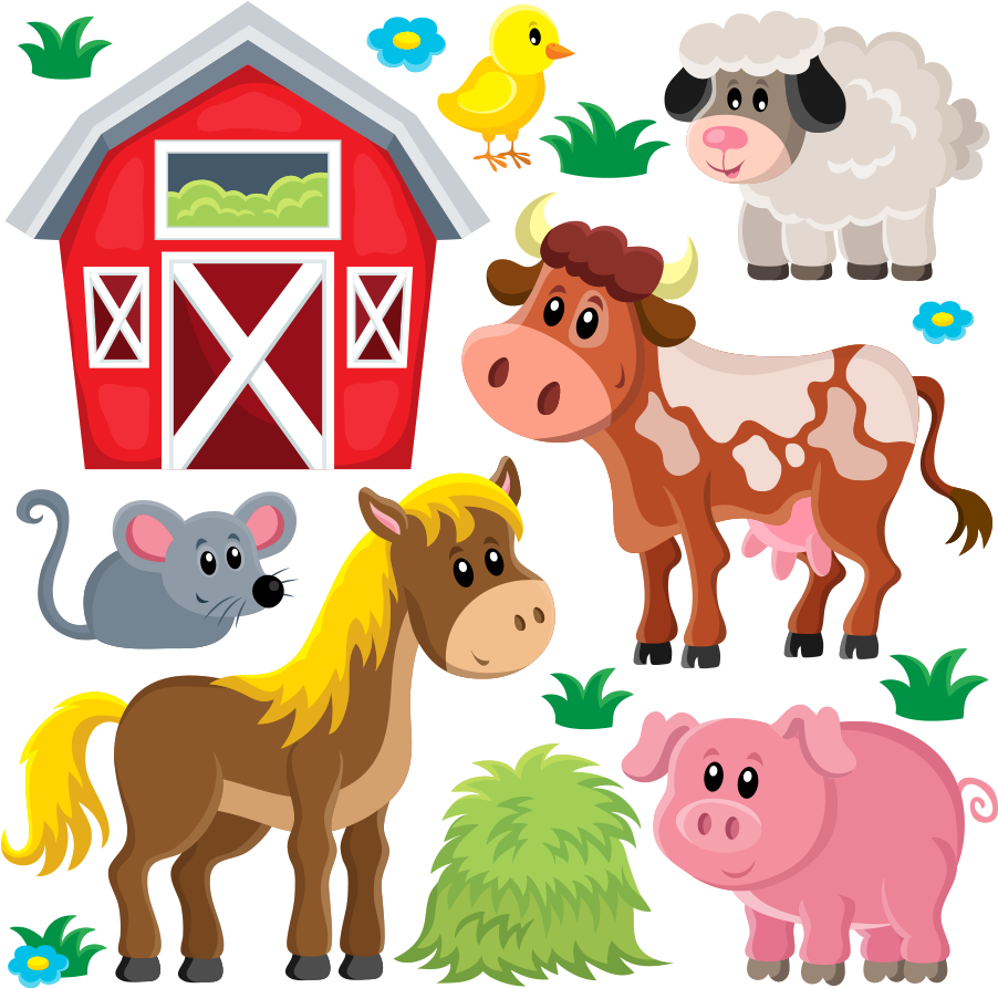 Domestic Pig Livestock Sheep Farm Clip Art - Stickers Muraux Animaux De La Ferme (1000x1000)