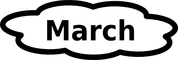 March Clip Art - March Black And White Clip Art (600x204)