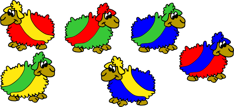 The Wool On Each Of These Sheep Is Of Two Different - Cartoon (750x342)