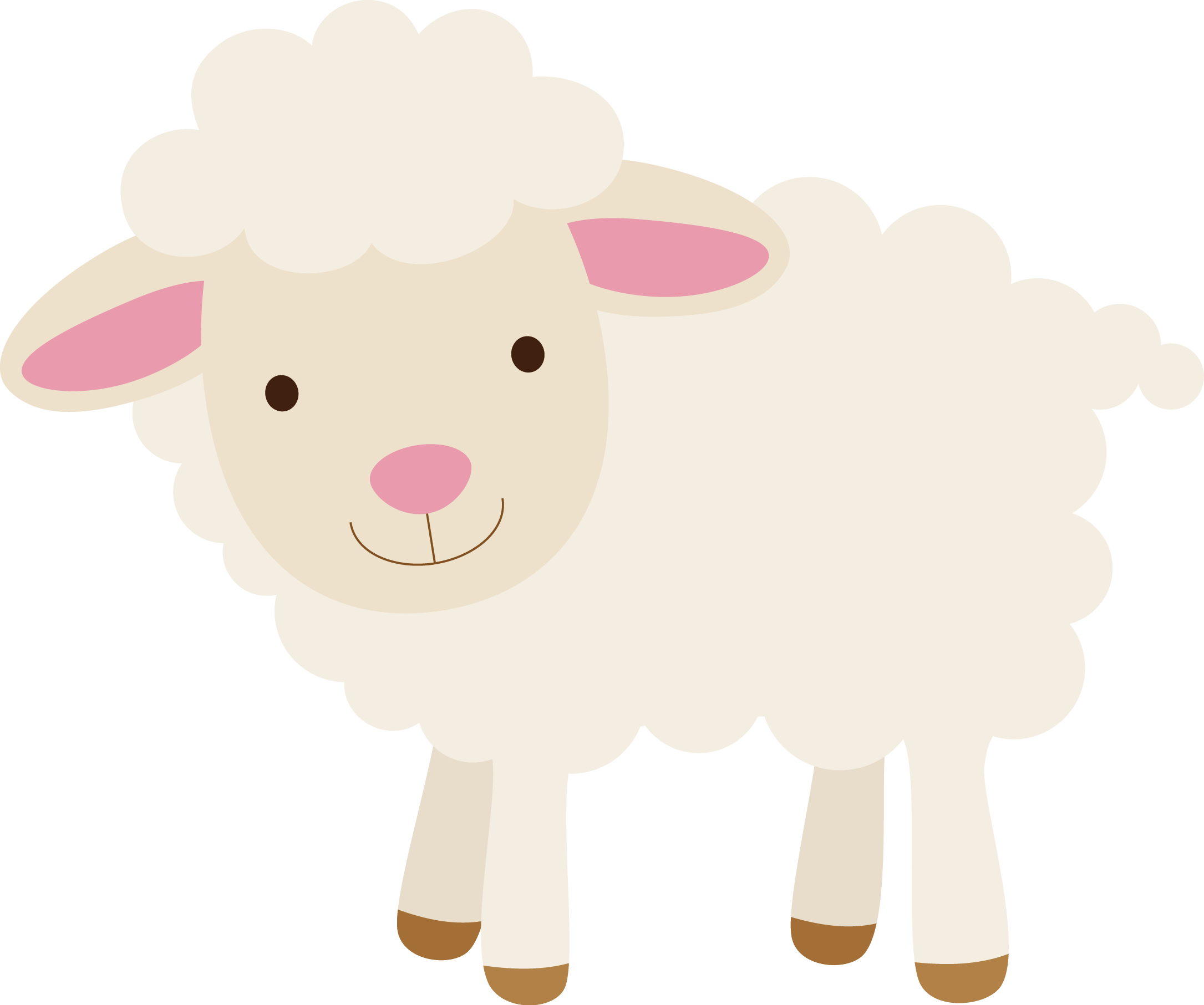 Sheep Clip Art - Cute Fluffy Smiling Sheep Vinyl Decal For Outdoor Use (2171x1813)