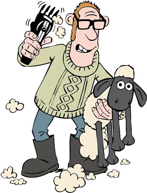 Sheep Clipart Shaun The Sheep - Sheep And Farmer Cartoon (485x631)