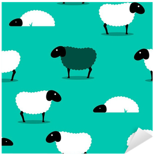 Black Sheep Amongst White Sheep Tile Background Sticker - Wolf In Sheeps Clothing Seamless Background Idiom (400x400)