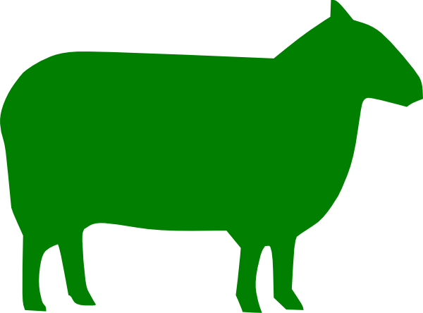 Sheep Clipart Green - Sheep Silhouette Green (600x444)