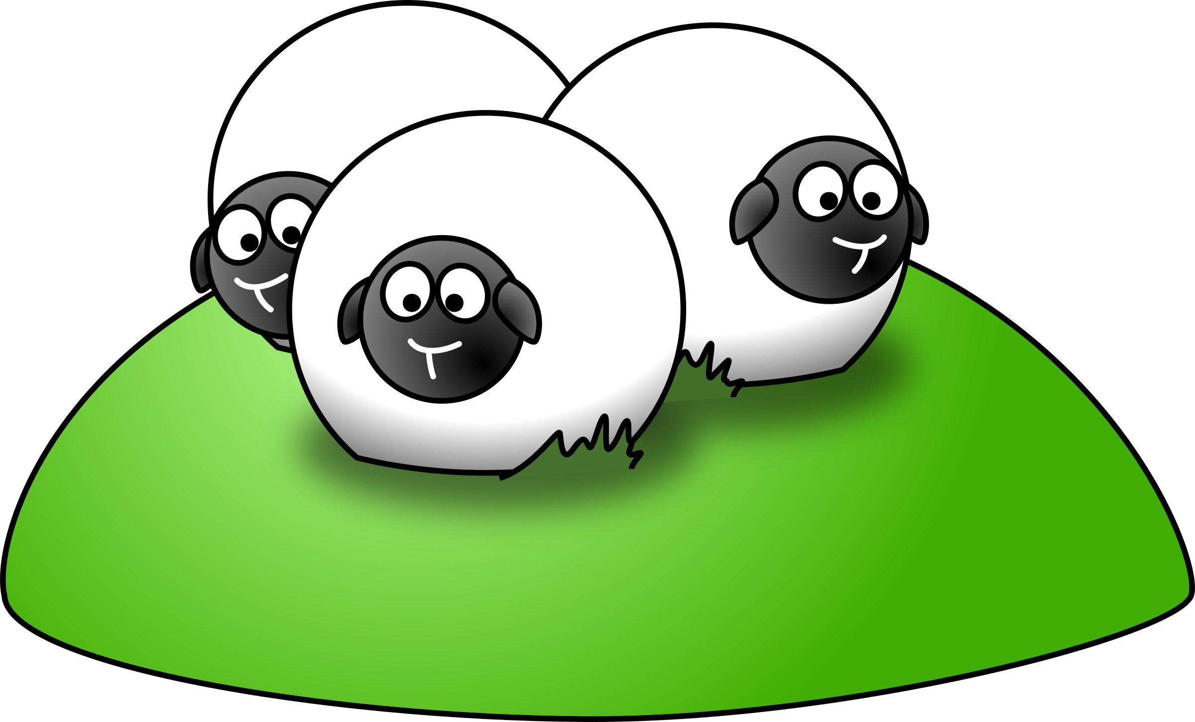 Clipart Simple Sheep Silhouette - Cartoon Sheeps (2400x1450)