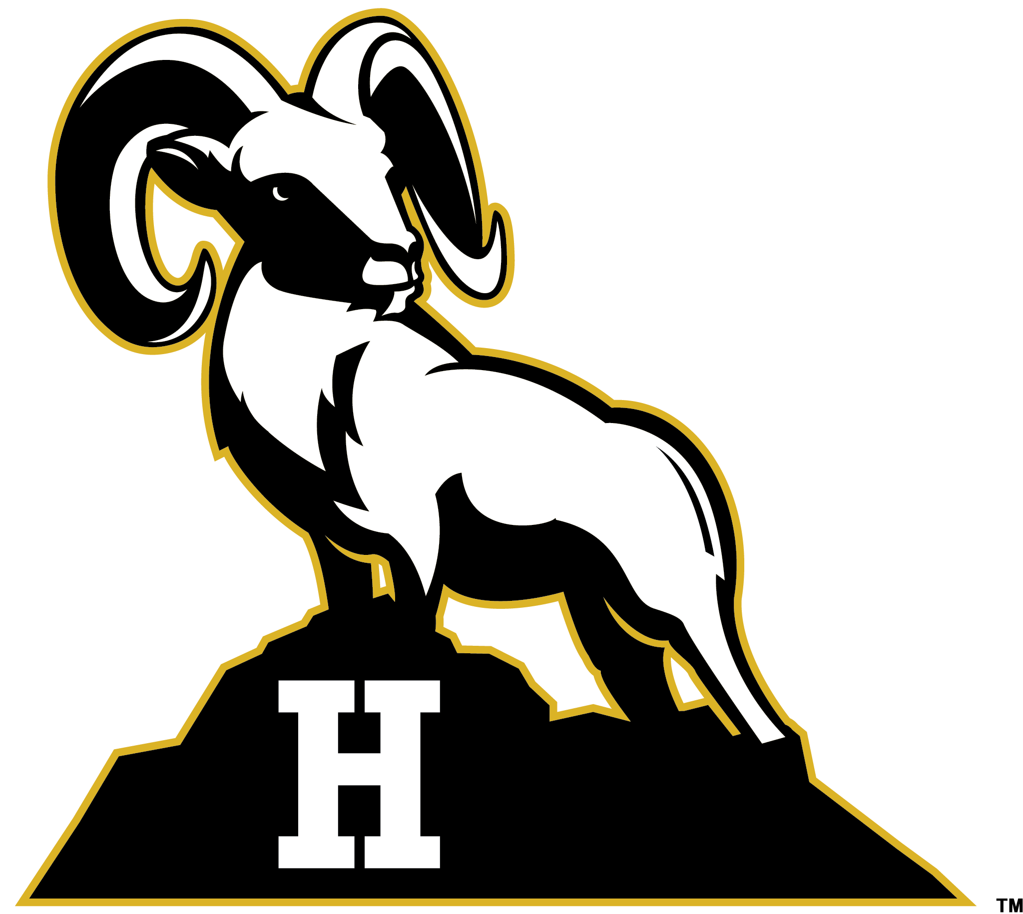 Ram On The H Rock - Highland High School Logo (2677x2550)