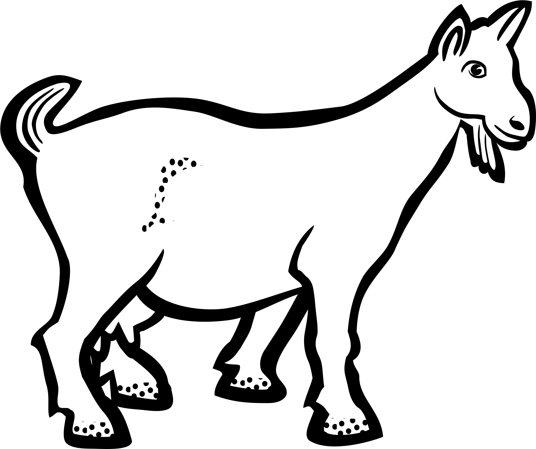 Goat - Lineart - Black And White Clipart Goat (2400x2034)
