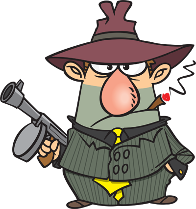 Fat Boy Cartoon - Cartoon Man With Gun (400x425)