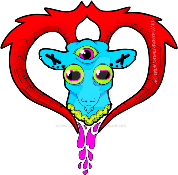 Psychedelic Goat Demon Tattoo Design By Horrificsensation - Demon Psychédélic (800x726)