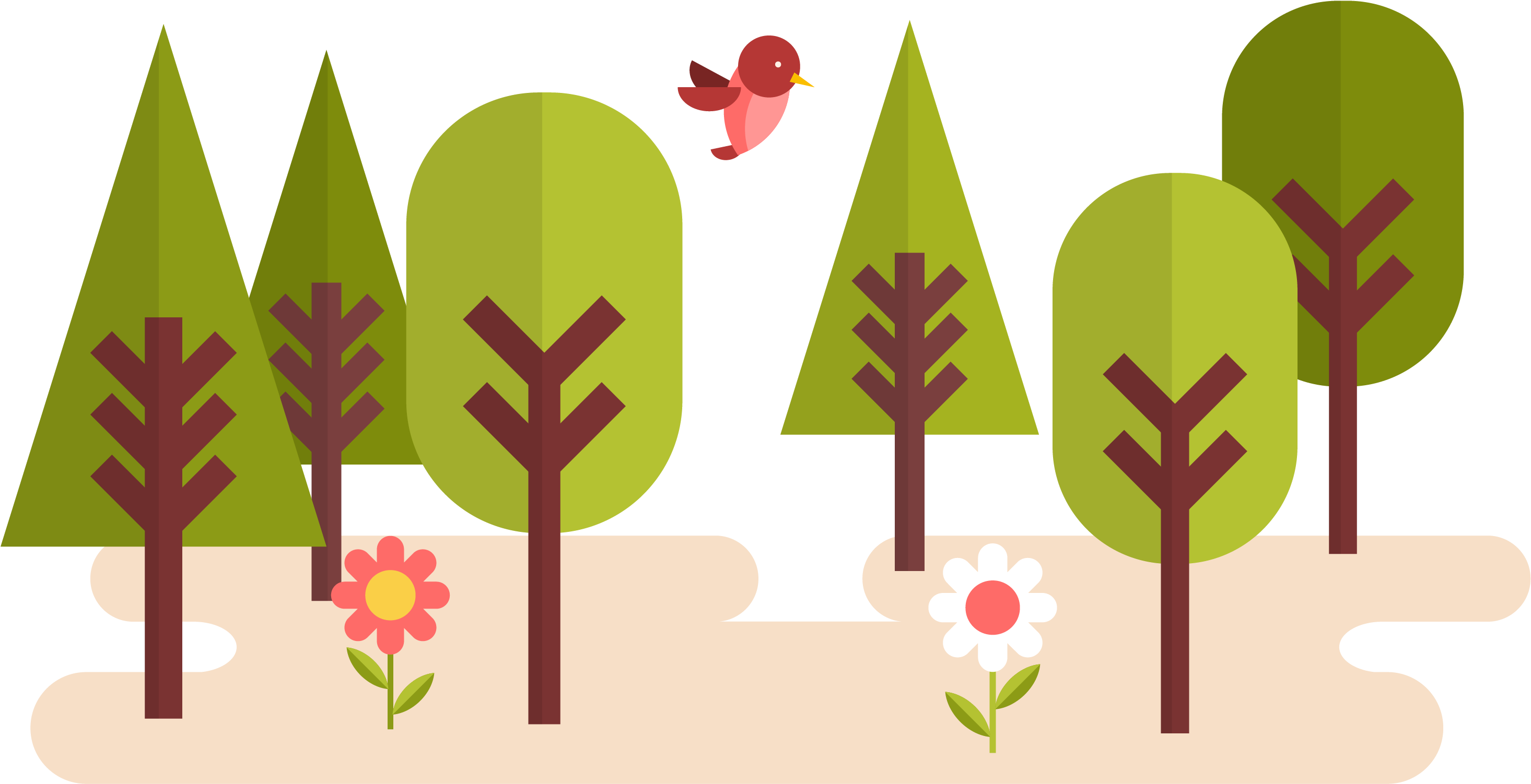 Mouse Cartoon Tree Flowers Vector - เว็ ก เตอร์ ดอกไม้ การ์ตูน (3125x3125)