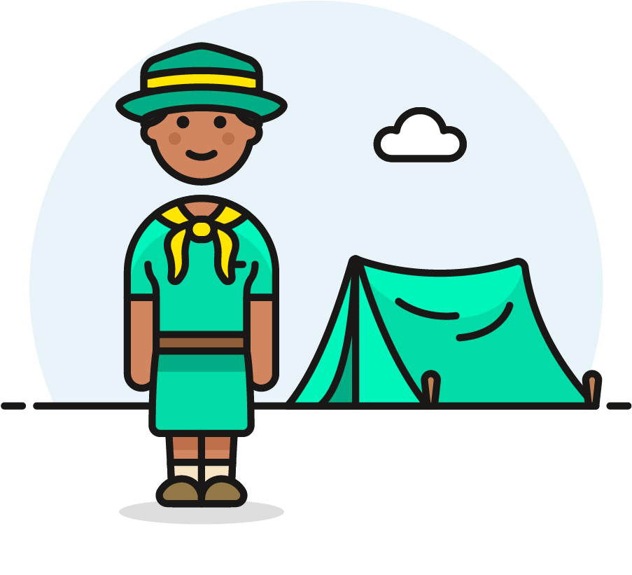 116 Scout Tent Camping Female African American - Cartoon (1025x1148)