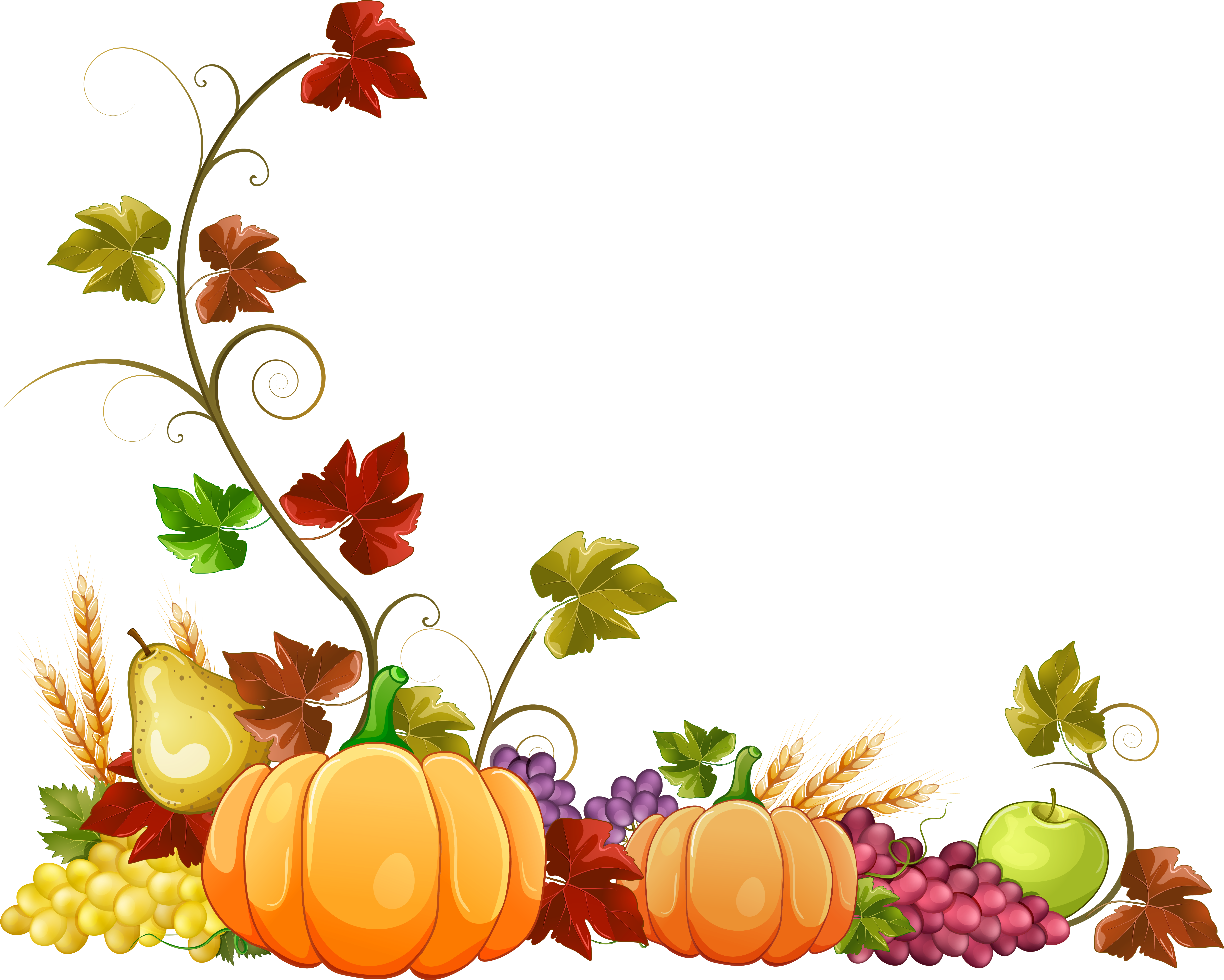 Autumn Fall Leaves Border Clipart Free Clipart Images - Autumn Pumpkin Clipart (6178x4971)