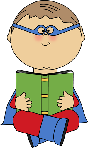 March Is Reading Month Clip Art - Super Hero Reading (300x500)